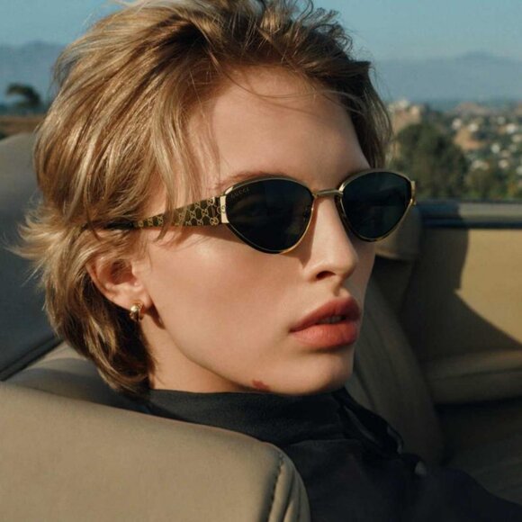 NEW GUCCI SUNGLASSES GOLD GREY WOMEN EYEWEAR